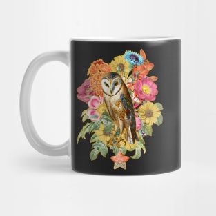 Vintage Owl with Flowers Mug